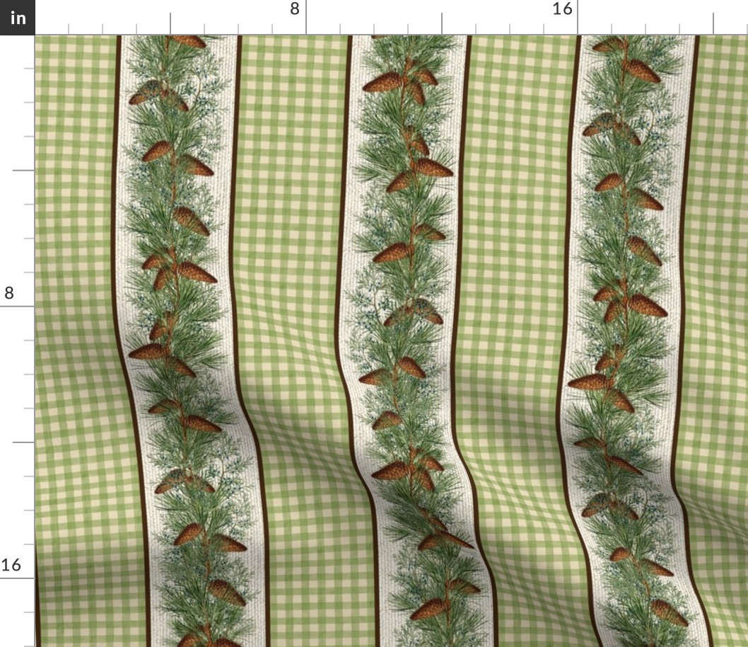 PINE ROPING GINGHAM STRIPE - IN THE FOREST COLLECTION (GREEN)