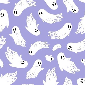 (large) Friendly ghosts lilac background