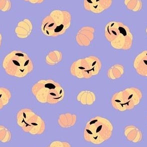 (small) Spooky pumpkins lilac background