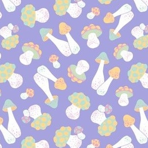 (small) Pastel mushrooms lilac background