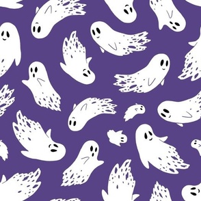 (large) Friendly ghosts dark violet background