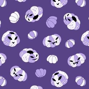 (small) Spooky pumpkins dark violet background