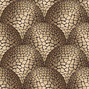 Ditsy Mountains Scallop Mosaic Black and Gold