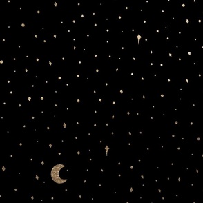 Starry Christmas Night Sky Gold and Black