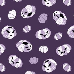 (small) Spooky pumpkins plum background