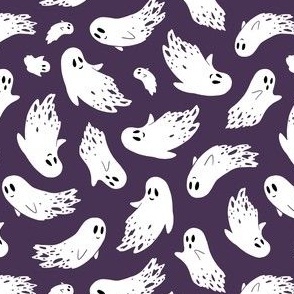 (small) Friendly ghosts plum background