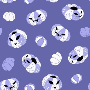 (large) Spooky pumpkins periwinkle background