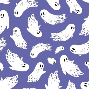 (large) Friendly ghosts periwinkle background