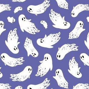 (small) Friendly ghosts periwinkle background