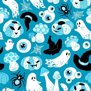 (large) Spooky pastel Halloween blue background