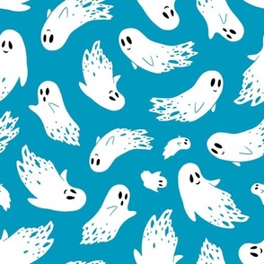 (large) Friendly ghosts blue background