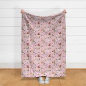 pink floral farm pink linen