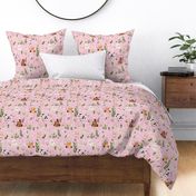 pink floral farm pink linen