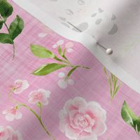 pink floral farm pink linen