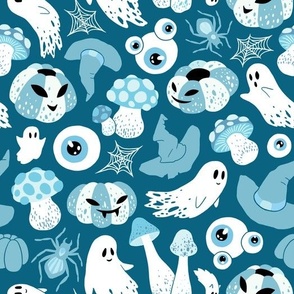 (large) Spooky pastel Halloween blue-green background