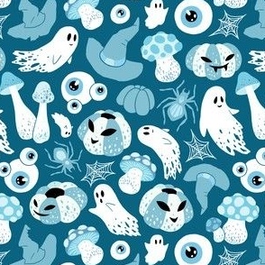 (small) Spooky pastel Halloween blue-green background