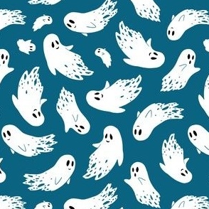 (small) Friendly ghosts blue-green background