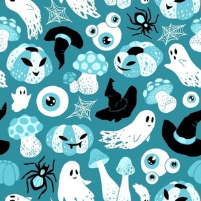(large) Spooky pastel Halloween teal background