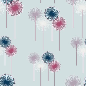 Linear Flower - Grey Background - 4th of July - Patriotic - Independence Day - Florals - Botanicals - Nature - Dandelions