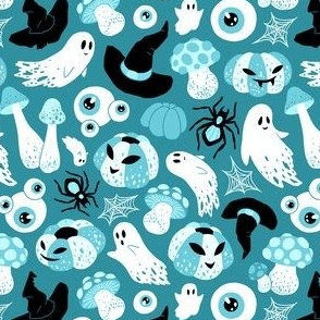 (small) Spooky pastel Halloween teal background