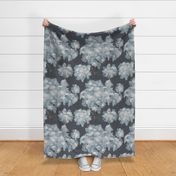 Grasscloth-Ernesto Blue Trees- Navy Gray Linen Wallpaper 
