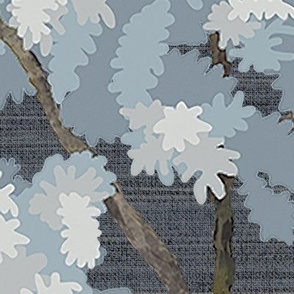 Grasscloth-Ernesto Blue Trees- Navy Gray Linen Wallpaper - New for 2023