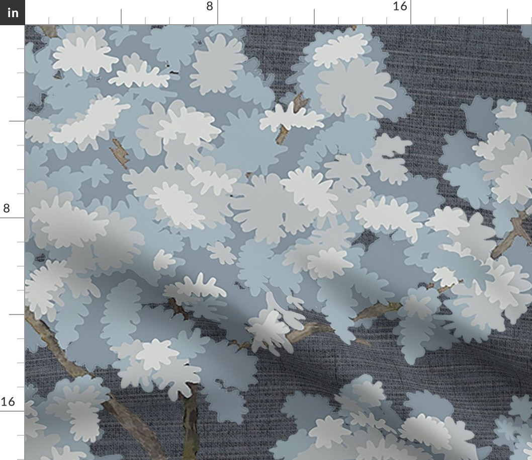 Grasscloth-Ernesto Blue Trees- Navy Gray Linen Wallpaper 