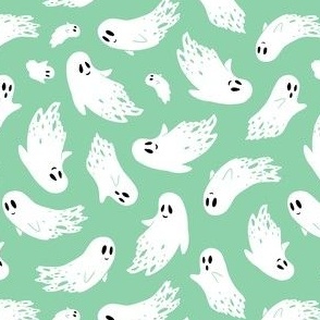 (small) Friendly ghosts light green background