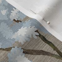 Grasscloth-Ernesto Blue Trees- Mocha Mist Wallpaper  