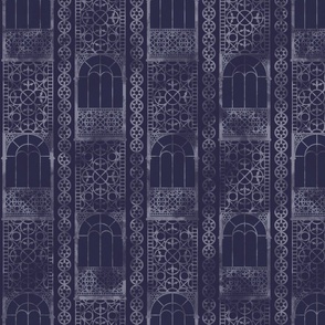 Victorian greenhouse decorative ironwork textured solid - navy blue - large