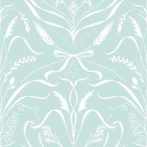 Sea Glass and White Wild Grass Damask by Brittanylane