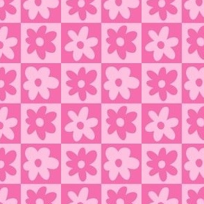 pink checkered daisy pattern