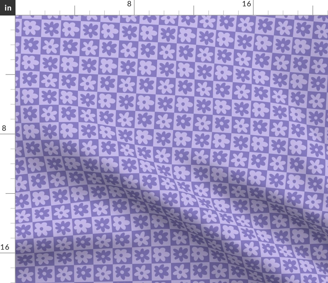 periwinkle purple daisy checkered pattern