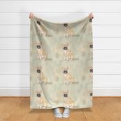 Watercolor Fawn French Bulldog on Beige for Pillow