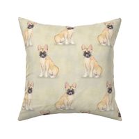 Watercolor Fawn French Bulldog on Beige