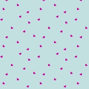 Tiny Scattered Hearts- Teal & Fuschia