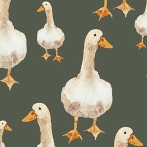 Watercolor Geese {Thyme Green} Extra Large Scale