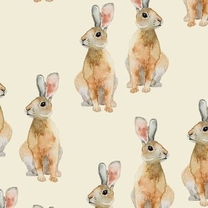 Watercolor Rabbits {Antique White} Large Scale