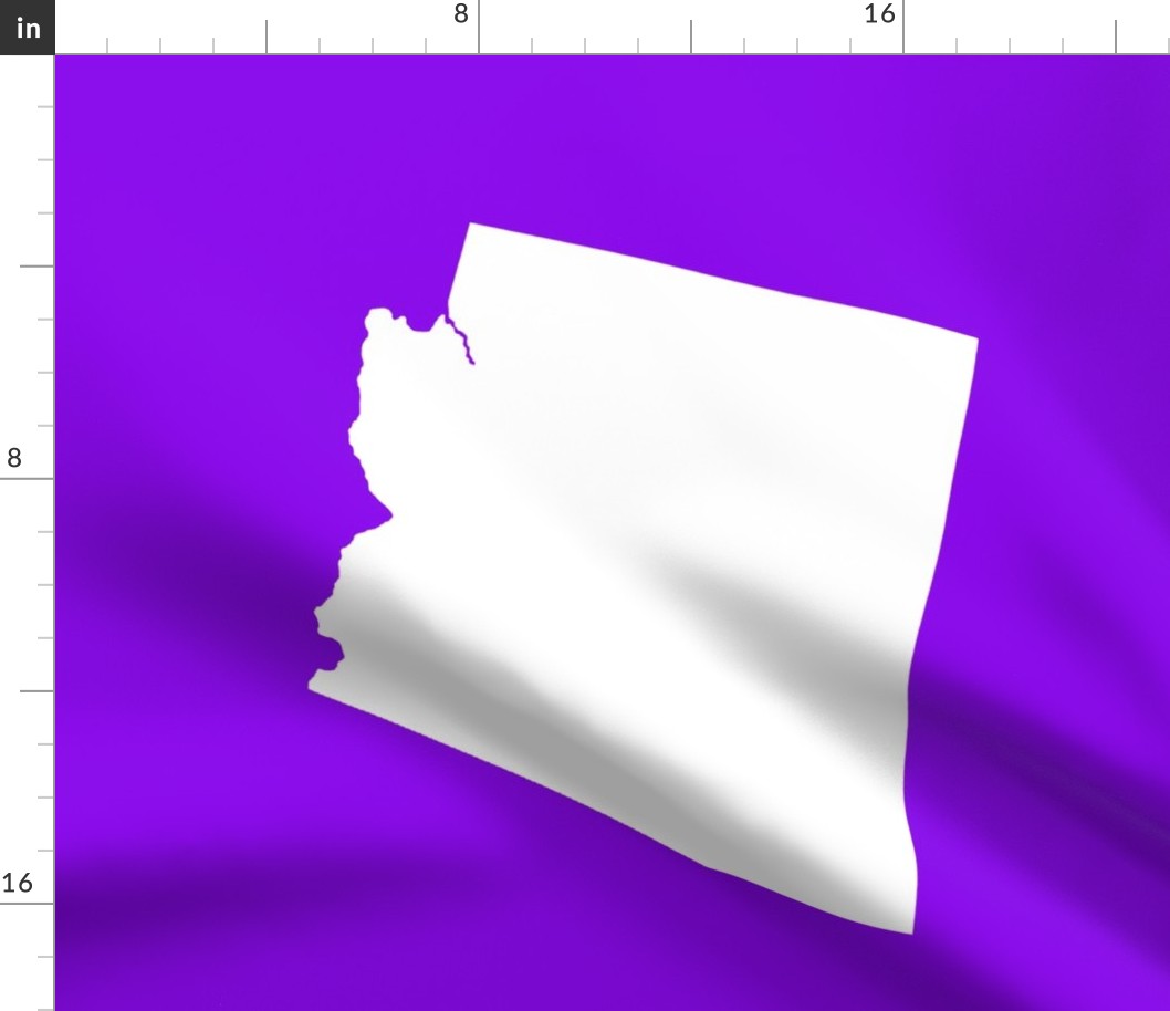 Arizona silhouette, 18x21" panel, white on purple - ELH