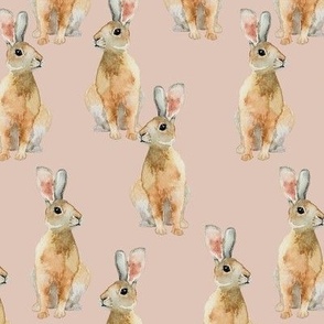 Watercolor Rabbits {Blush Pink} Large Scale