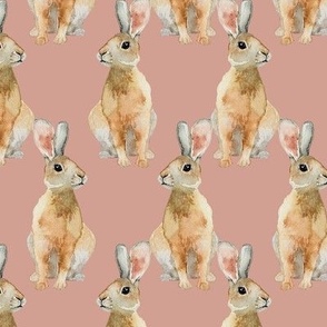 Watercolor Rabbits {Dusty Rose}Large Scale
