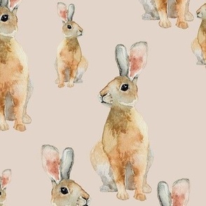 Watercolor Rabbits {Almond} Extra Large Scale