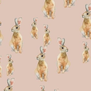 Watercolor Rabbits {Blush Pink} Medium Scale