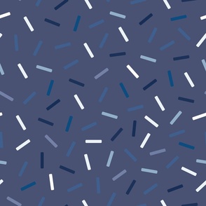 Sprinkles in Shades of Blue and White on a Dark Blue Background - Blue Nova - Navy Blue - Geometric - Minimalist - Sophisticated
