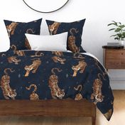 Tyger Tyger - Tigers with geometric dots and drops - dark steel blue - jumbo