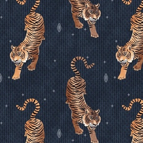 Tyger Tyger - Tigers with geometric dots and drops - dark steel blue - medium