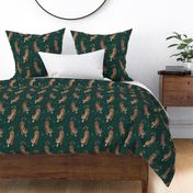 Tyger Tyger - Tigers with geometric dots and drops - dark forest green - small