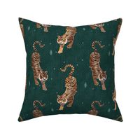 Tyger Tyger - Tigers with geometric dots and drops - dark forest green - small