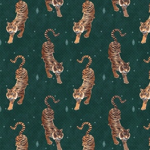 Tyger Tyger - Tigers with geometric dots and drops - dark forest green - small