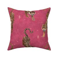 Tyger Tyger - Tigers with geometric dots and drops - bright, hot pink - medium